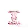 Свещник стъкло розов голям