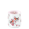 Свещ  малка Christmas robins white